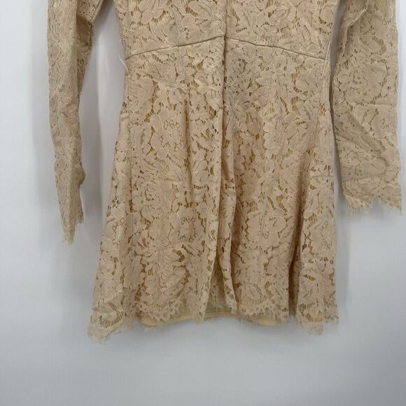 Bohme Cream Lace Long Sleeve Mini Dress Size Medium Cotton Boho - Picture 8 of 9
